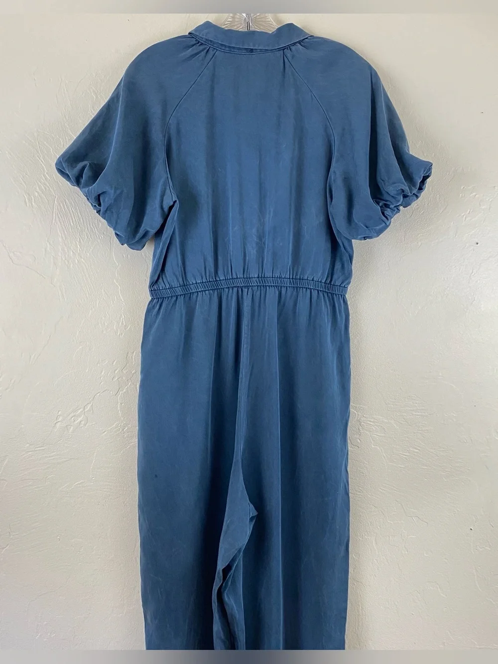 J. Crew 6 Navy Blue Button Down Puffy Short Sleeve Straight Leg Full Jumpsuit